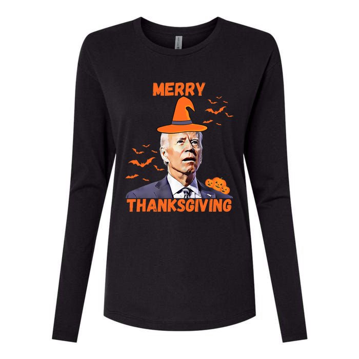 Funny Joe Biden Confused Merry Thanksgiving Happy Halloween Womens Cotton Relaxed Long Sleeve T-Shirt