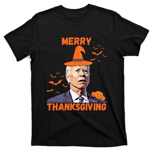 Funny Joe Biden Confused Merry Thanksgiving Happy Halloween T-Shirt