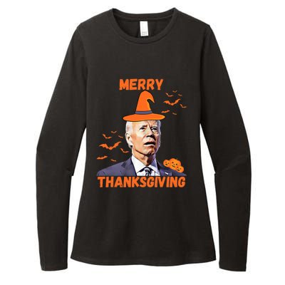 Funny Joe Biden Confused Merry Thanksgiving Happy Halloween Womens CVC Long Sleeve Shirt