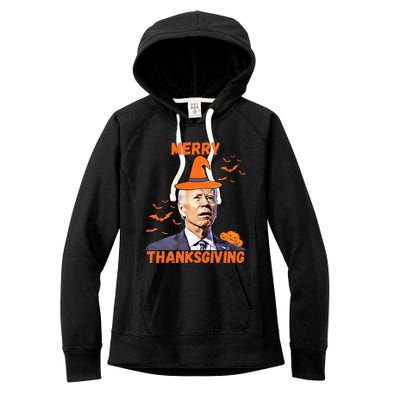 Funny Joe Biden Confused Merry Thanksgiving Happy Halloween Women's Fleece Hoodie