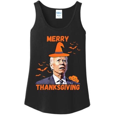 Funny Joe Biden Confused Merry Thanksgiving Happy Halloween Ladies Essential Tank