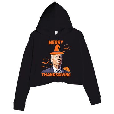 Funny Joe Biden Confused Merry Thanksgiving Happy Halloween Crop Fleece Hoodie