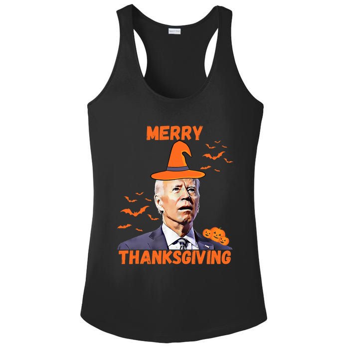 Funny Joe Biden Confused Merry Thanksgiving Happy Halloween Ladies PosiCharge Competitor Racerback Tank