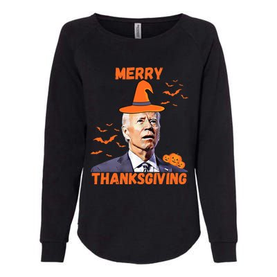 Funny Joe Biden Confused Merry Thanksgiving Happy Halloween Womens California Wash Sweatshirt