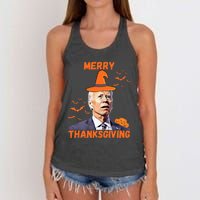 Funny Joe Biden Confused Merry Thanksgiving Happy Halloween Women's Knotted Racerback Tank