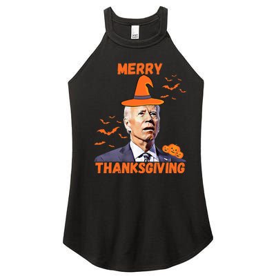 Funny Joe Biden Confused Merry Thanksgiving Happy Halloween Women's Perfect Tri Rocker Tank