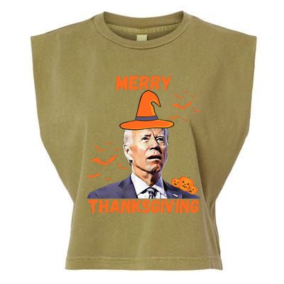 Funny Joe Biden Confused Merry Thanksgiving Happy Halloween Garment-Dyed Women's Muscle Tee