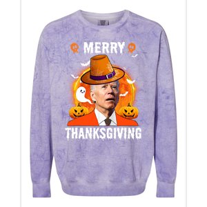 Funny Joe Biden Confused Merry Thanksgiving For Thanksgiving Gift Colorblast Crewneck Sweatshirt