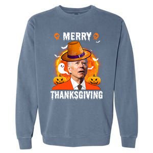 Funny Joe Biden Confused Merry Thanksgiving For Thanksgiving Gift Garment-Dyed Sweatshirt