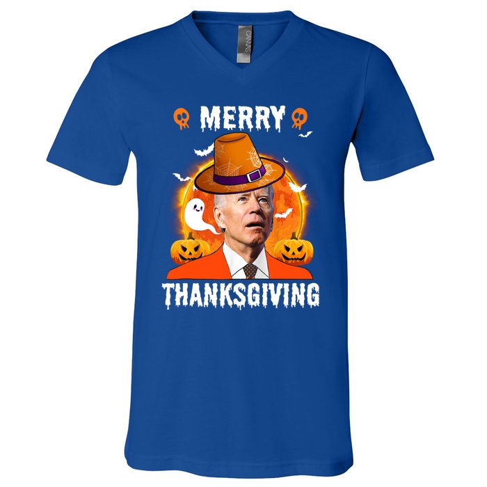 Funny Joe Biden Confused Merry Thanksgiving For Thanksgiving Gift V-Neck T-Shirt