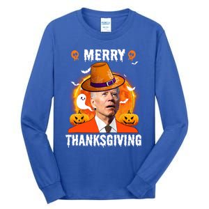 Funny Joe Biden Confused Merry Thanksgiving For Thanksgiving Gift Tall Long Sleeve T-Shirt