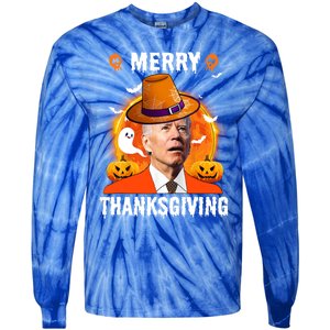 Funny Joe Biden Confused Merry Thanksgiving For Thanksgiving Gift Tie-Dye Long Sleeve Shirt