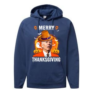 Funny Joe Biden Confused Merry Thanksgiving For Thanksgiving Gift Performance Fleece Hoodie