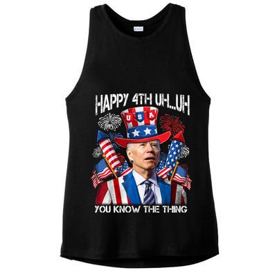 Funny Joe Biden 4th Of July Happy 4th Uh You Know The Thing  Ladies PosiCharge Tri-Blend Wicking Tank