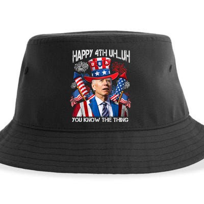 Funny Joe Biden 4th Of July Happy 4th Uh You Know The Thing  Sustainable Bucket Hat