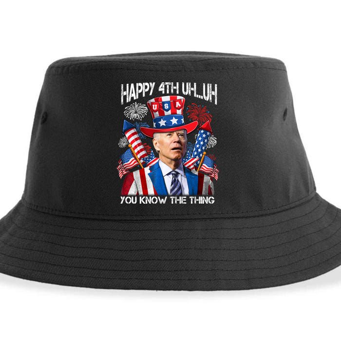 Funny Joe Biden 4th Of July Happy 4th Uh You Know The Thing  Sustainable Bucket Hat