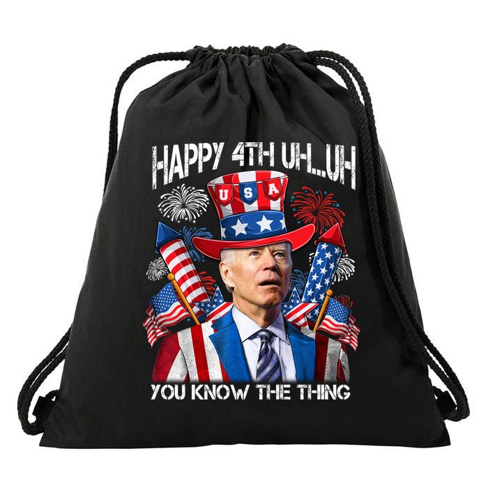 Funny Joe Biden 4th Of July Happy 4th Uh You Know The Thing  Drawstring Bag
