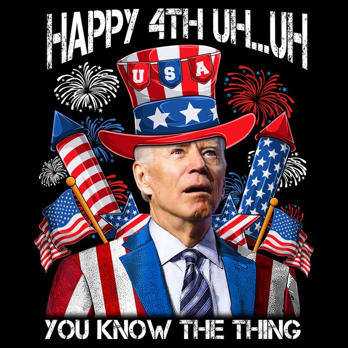 Funny Joe Biden 4th Of July Happy 4th Uh You Know The Thing  Drawstring Bag
