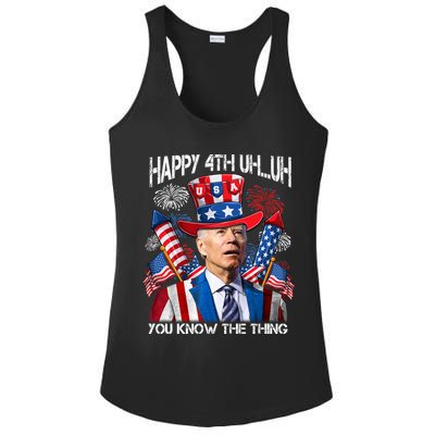 Funny Joe Biden 4th Of July Happy 4th Uh You Know The Thing  Ladies PosiCharge Competitor Racerback Tank