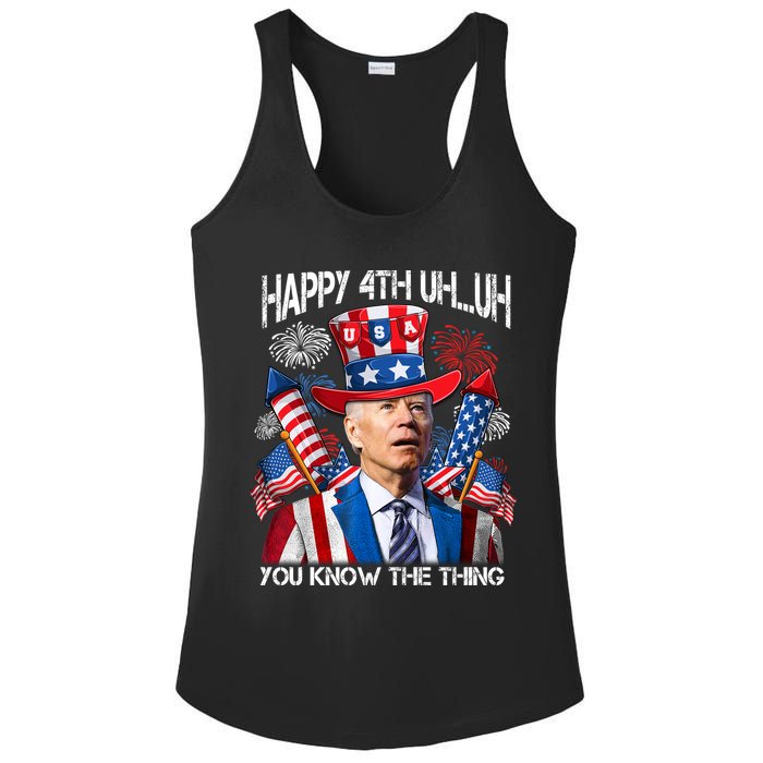 Funny Joe Biden 4th Of July Happy 4th Uh You Know The Thing  Ladies PosiCharge Competitor Racerback Tank