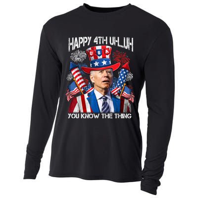 Funny Joe Biden 4th Of July Happy 4th Uh You Know The Thing  Cooling Performance Long Sleeve Crew