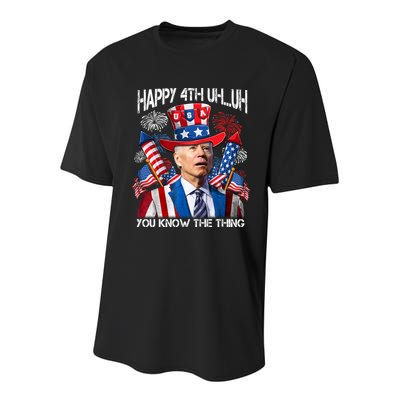 Funny Joe Biden 4th Of July Happy 4th Uh You Know The Thing  Youth Performance Sprint T-Shirt