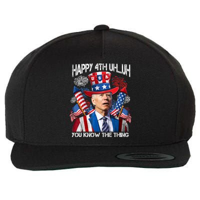 Funny Joe Biden 4th Of July Happy 4th Uh You Know The Thing  Wool Snapback Cap