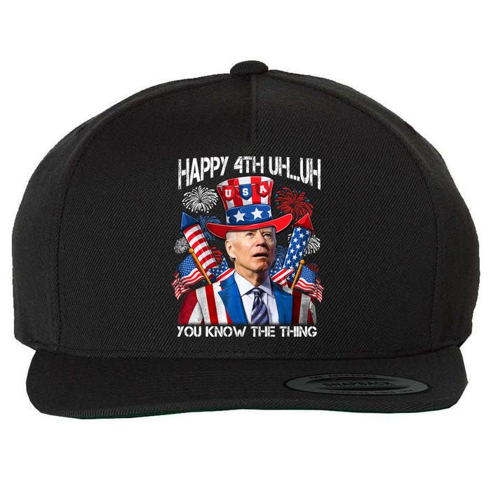 Funny Joe Biden 4th Of July Happy 4th Uh You Know The Thing  Wool Snapback Cap