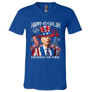 Funny Joe Biden 4th Of July Happy 4th Uh You Know The Thing  V-Neck T-Shirt