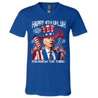 Funny Joe Biden 4th Of July Happy 4th Uh You Know The Thing  V-Neck T-Shirt