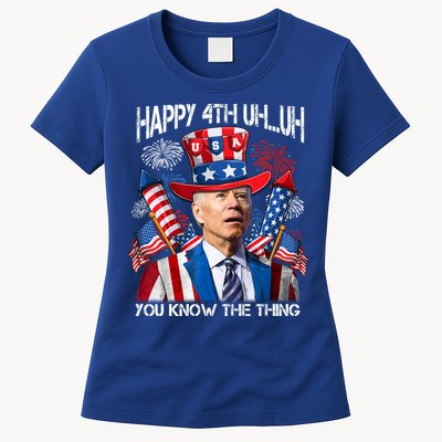 Funny Joe Biden 4th Of July Happy 4th Uh You Know The Thing  Womens T-Shirt