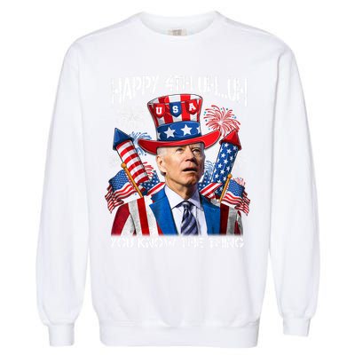 Funny Joe Biden 4th Of July Happy 4th Uh You Know The Thing  Garment-Dyed Sweatshirt