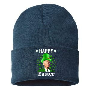 Funny Joe Biden Easter Confused St Patricks Day Confused Joe Sustainable Knit Beanie