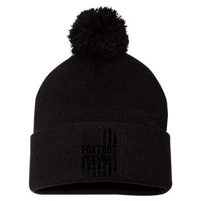 Foxtrot Juliet Bravo Lets Go Brandon Fjb Anti Biden Pom Pom 12in Knit Beanie