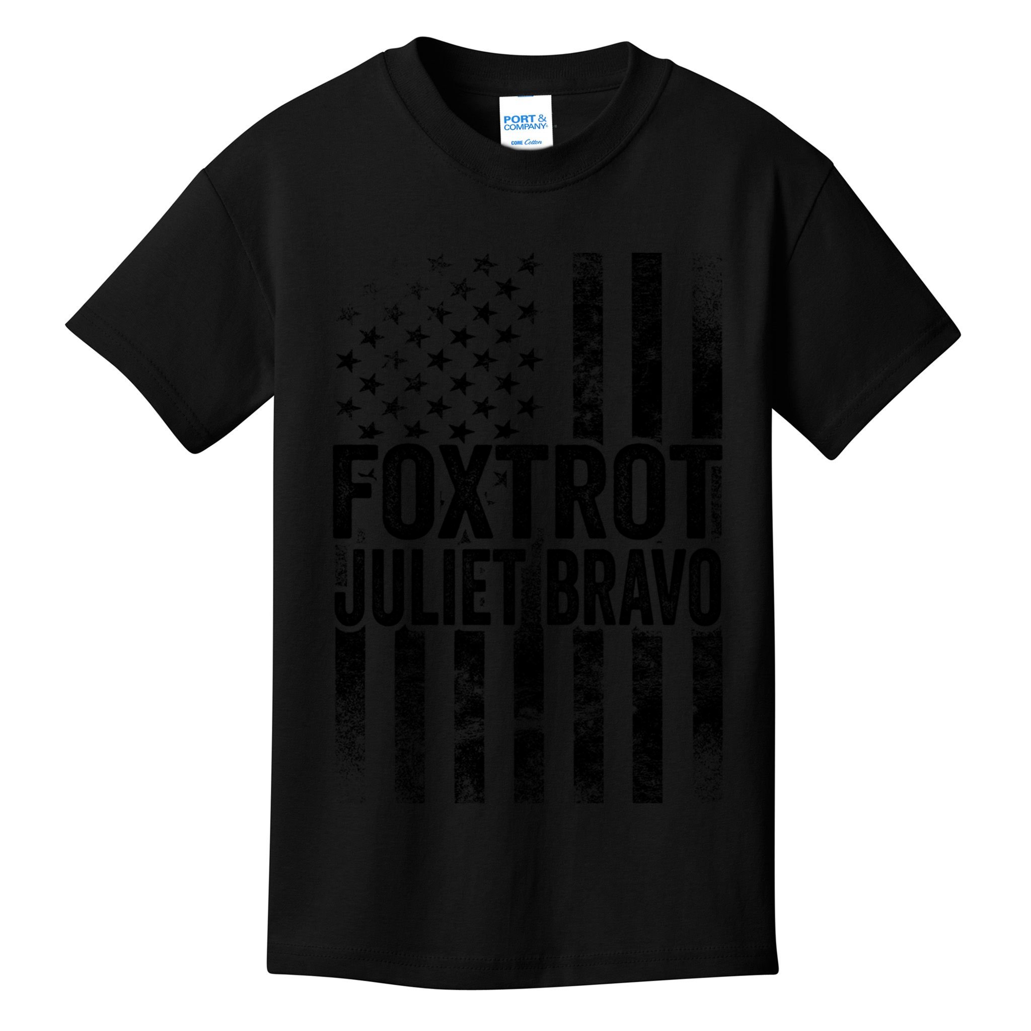 Foxtrot Juliet Bravo Lets Go Brandon Fjb Anti Biden Kids T-Shirt