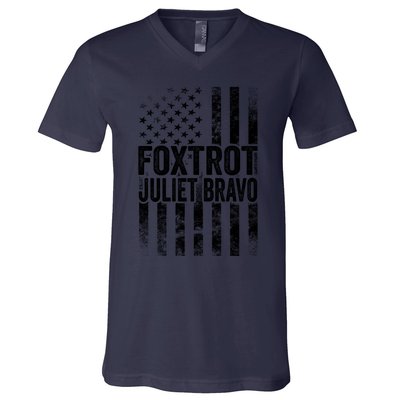 Foxtrot Juliet Bravo Lets Go Brandon Fjb Anti Biden V-Neck T-Shirt