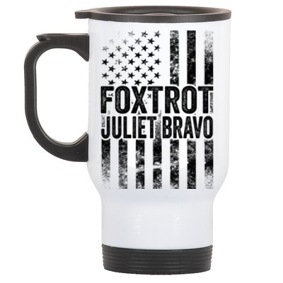 Foxtrot Juliet Bravo Lets Go Brandon Fjb Anti Biden Stainless Steel Travel Mug