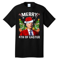 Funny Joe Biden Christmas Santa Hat Merry 4th Of Easter Xmas Tall T-Shirt