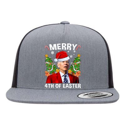 Funny Joe Biden Christmas Santa Hat Merry 4th Of Easter Xmas Flat Bill Trucker Hat