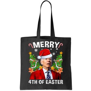 Funny Joe Biden Christmas Santa Hat Merry 4th Of Easter Xmas Tote Bag