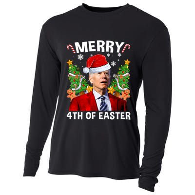 Funny Joe Biden Christmas Santa Hat Merry 4th Of Easter Xmas Cooling Performance Long Sleeve Crew