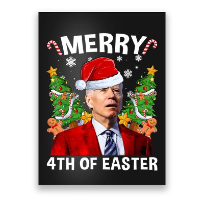 Funny Joe Biden Christmas Santa Hat Merry 4th Of Easter Xmas Poster