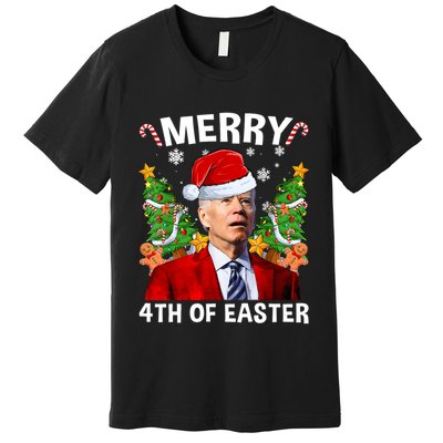 Funny Joe Biden Christmas Santa Hat Merry 4th Of Easter Xmas Premium T-Shirt