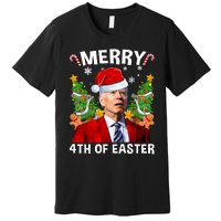 Funny Joe Biden Christmas Santa Hat Merry 4th Of Easter Xmas Premium T-Shirt