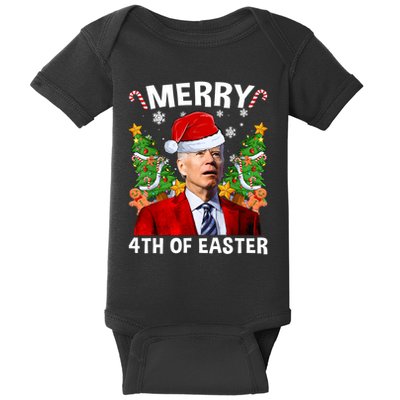 Funny Joe Biden Christmas Santa Hat Merry 4th Of Easter Xmas Baby Bodysuit