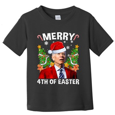 Funny Joe Biden Christmas Santa Hat Merry 4th Of Easter Xmas Toddler T-Shirt