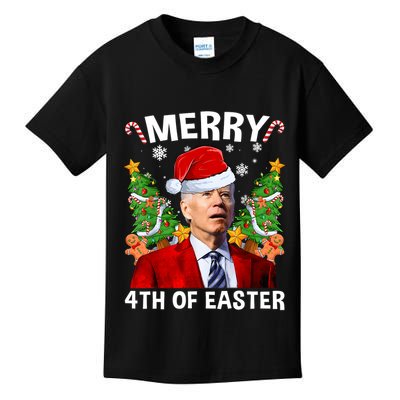 Funny Joe Biden Christmas Santa Hat Merry 4th Of Easter Xmas Kids T-Shirt