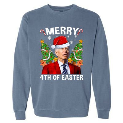 Funny Joe Biden Christmas Santa Hat Merry 4th Of Easter Xmas Garment-Dyed Sweatshirt