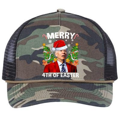 Funny Joe Biden Christmas Santa Hat Merry 4th Of Easter Xmas Retro Rope Trucker Hat Cap