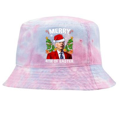 Funny Joe Biden Christmas Santa Hat Merry 4th Of Easter Xmas Tie-Dyed Bucket Hat